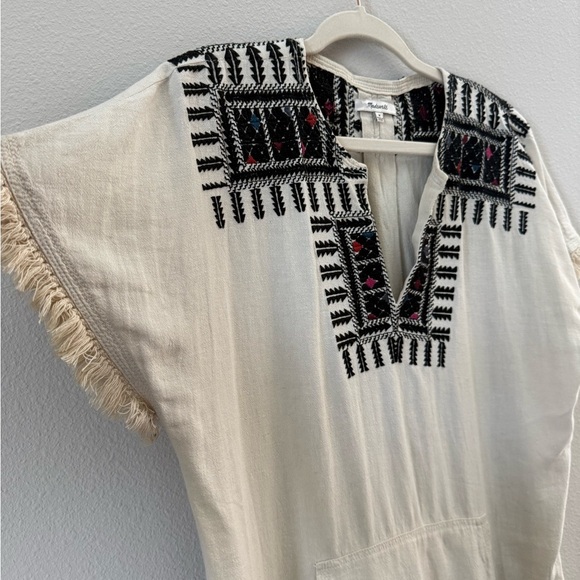 Madewell Cream Dress with Black and Multicolor Embroidery - Picture 3 of 8